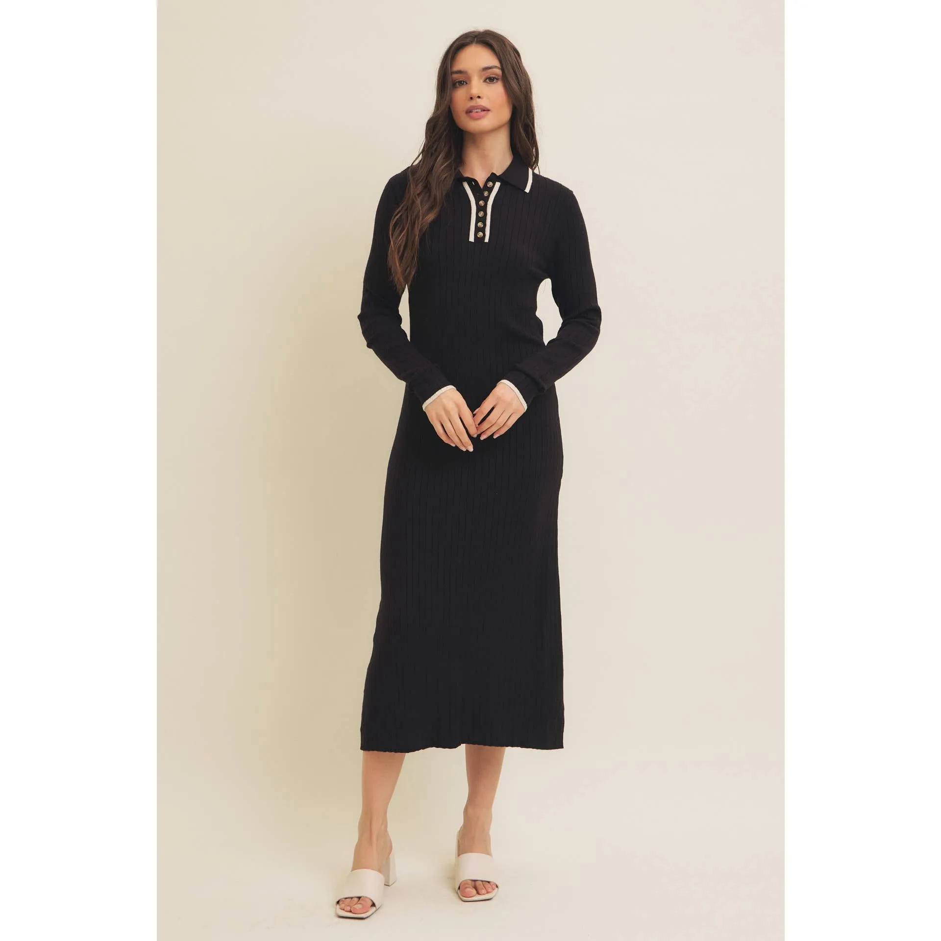 SUPER SOFT POLO SWEATER DRESS