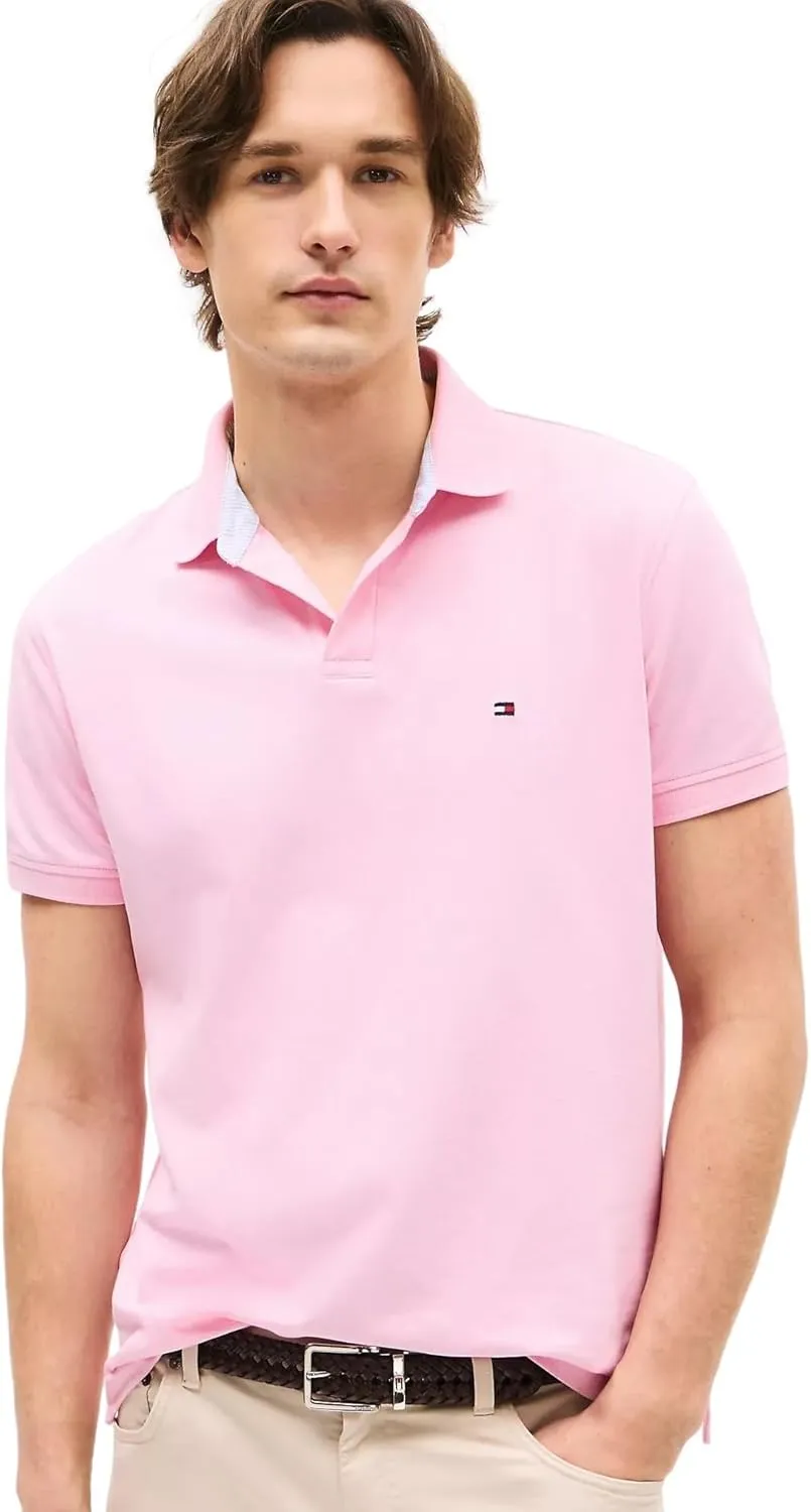 Tommy Hilfiger Men's Regular Fit Solid Color Short Sleeve Stretch Pique Polo Shirt