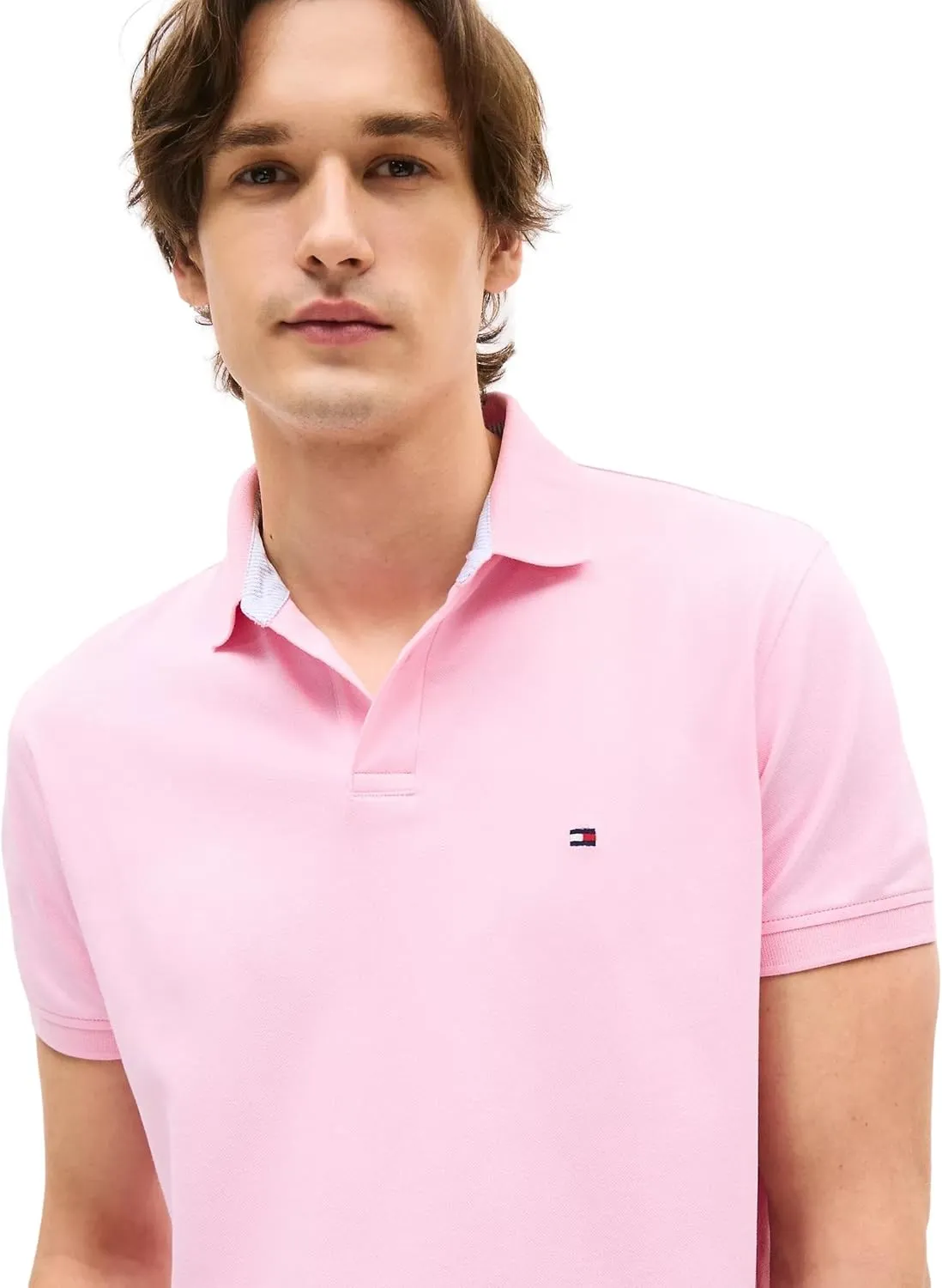 Tommy Hilfiger Men's Regular Fit Solid Color Short Sleeve Stretch Pique Polo Shirt