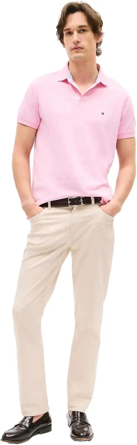 Tommy Hilfiger Men's Regular Fit Solid Color Short Sleeve Stretch Pique Polo Shirt