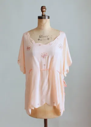 Vintage 1920s Embroidered Silk Drawstring Blouse