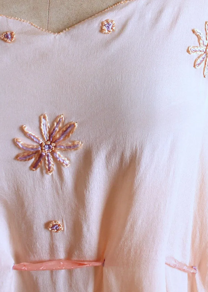 Vintage 1920s Embroidered Silk Drawstring Blouse