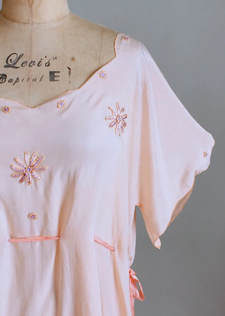 Vintage 1920s Embroidered Silk Drawstring Blouse