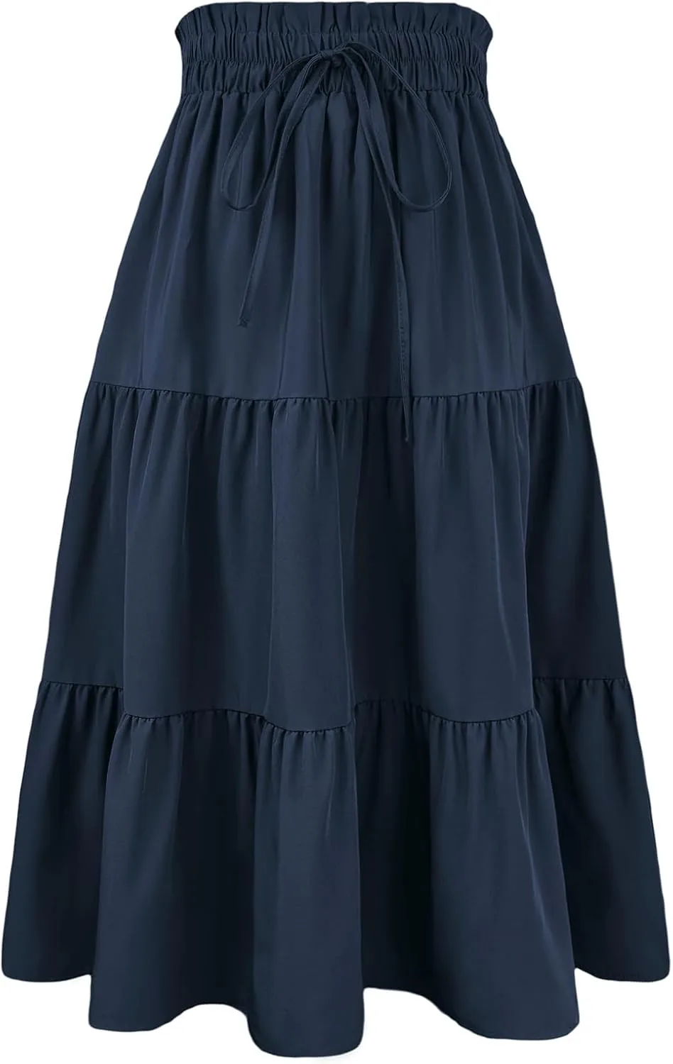 Women's 2025 Summer Floral Print Midi Skirt Boho Elastic High Waisted Flowy A-Line Tiered Long Skirts for Women