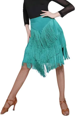Z&X Women's Ballroom Latin Tango Slasa Dance Skirt Fringe Split Leg Halloween Party Dance Dress with Shorts